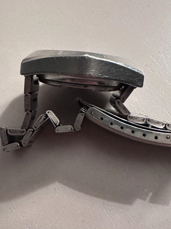 Raro Reloj Automático Polígono Orient Vintage Hermoso Complejo Esfera Azul Día/Fecha Foto 4 de 4