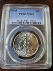 1945 Walking Liberty Half Dollar, PCGS MS65, Gem BU Silver Coin.