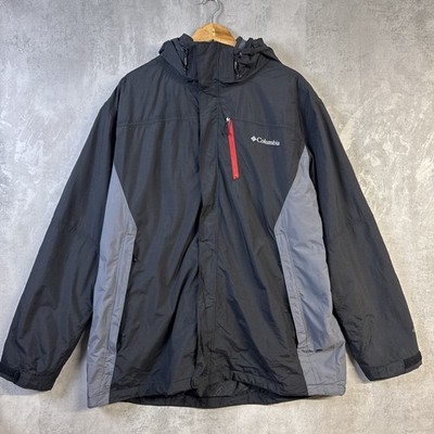 Columbia 3 in 1 Jacke Herren XL schwarz grau Omnitech Fleece & Mantel Full Zip Wandern