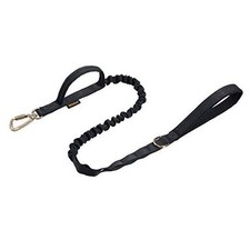 Military Leash Dog Tactical Space Aluminum Hook Clips Bungee Dog Leash Black