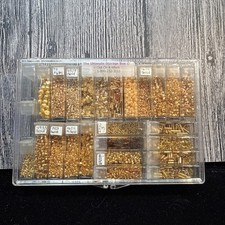 Gold Colored Seed  Regular beads in storage containers Mixed Styles  Sizes