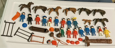 Western Toy Figurine 43 Piece Lot Canoe, Totem Pole, Horses Figures, Accessories