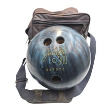 Vintage Brunswick Ebonite Galaxie 300 Blue Black Swirl Bowling Ball Canvas Bag