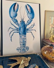 Affiche homard bleu papier mat épais dimension A3 29,7 × 42 cm