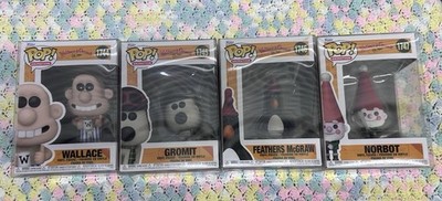 Wallace & Gromit Funko Pop Set of 4 (#1744-1747) with Protectors