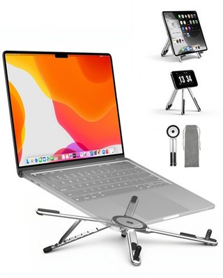 Adjustable Laptop Stand, 3-in-1 Magnetic Foldable Stand for Laptop, Tablet & ...