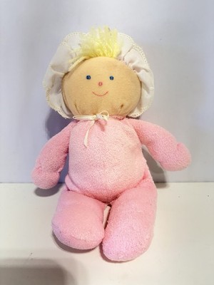 Vintage Eden Baby Blonde Hair Pink Terrycloth Plush Doll Baby Lovey