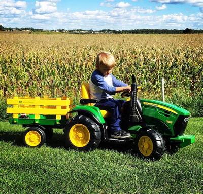 Kids Ride On John Deere Electric Battery Powered Tractor Trailer Childrens Car