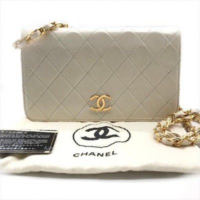 CHANEL Lambskin Matelasse Quilted Push Lock Chain Shoulder Bag