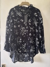 New Look BNWT Oversized Black And White Floral Button Down Shirt Women’s Size 8