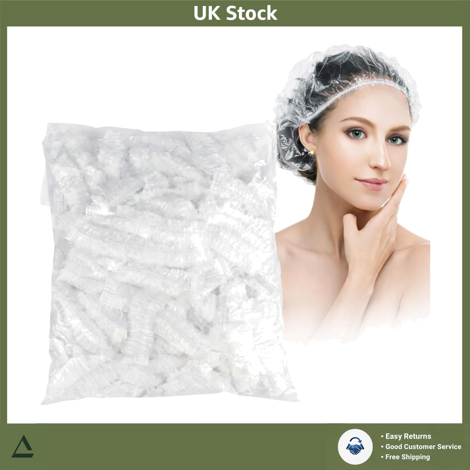 Large Disposable Shower Caps Waterproof Plastic Elastic Bathing Hats 100pcs