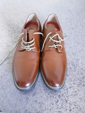 Bruno Marc Brown Leather Oxford Lace-Up Dress Shoes Round Toe Men