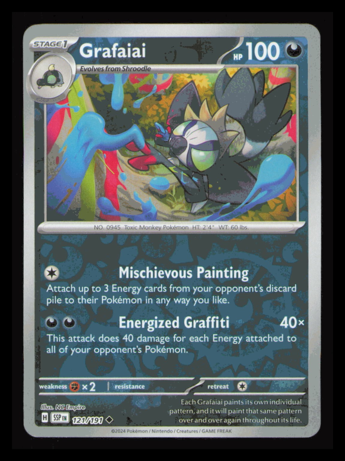 Pokemon - Grafaiai 121/191 - Reverse Holo - Surging Sparks - NM/M