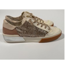 Dolce Vita Zalika Glitter Fashion Sneakers Gold Colorblock Lace-Up Women's 9M