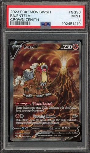 Pokemon Entei V Crown Zenith Galarian Gallery Full Art #GG36 PSA 9 Mint