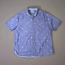 Tommy Bahama Seersucker Short Sleeve Shirt XL Blue Martini Drinks