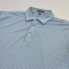 Peter Millar Polo Shirt Mens Large Blue White Stripe Summer Comfort Golf