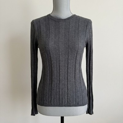 Mango Basics Grey Cashmere Base Layer Top Size XS Preppy Minimalist Quiet Luxury