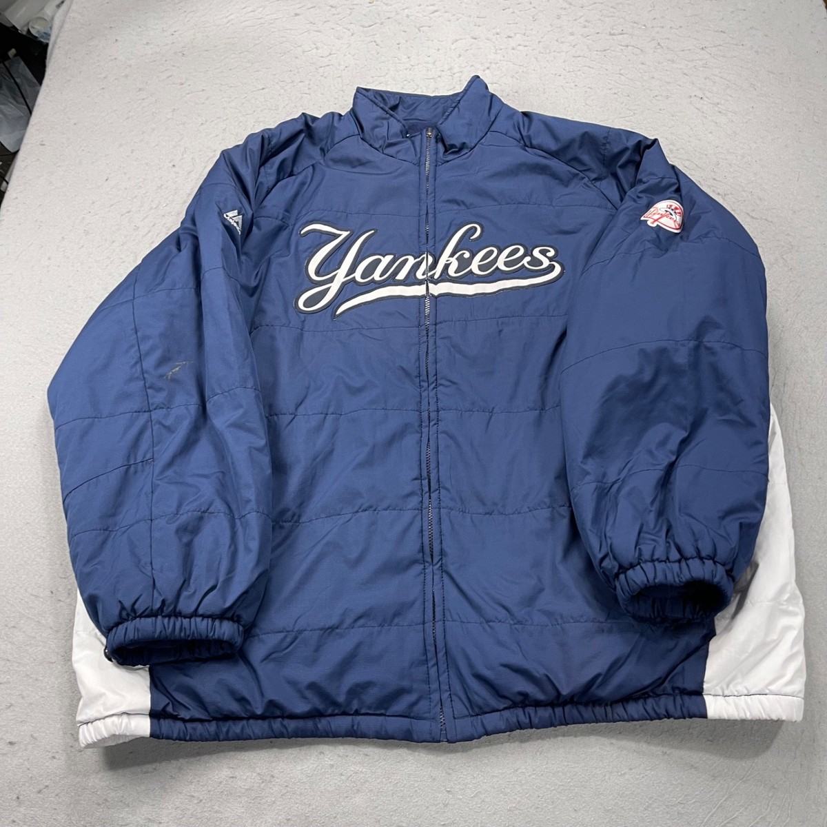 New York Yankees Jacket Mens 4XL XXXXL Blue Majestic Puffer Full