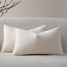 Pack of 2 Decorative Chenille Throw Pillow Covers with Twill Cushion Covers for