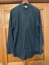 LL Bean Traditional Fit Flannel Shirt Green Plaid Medium Tall Long Sleeve 