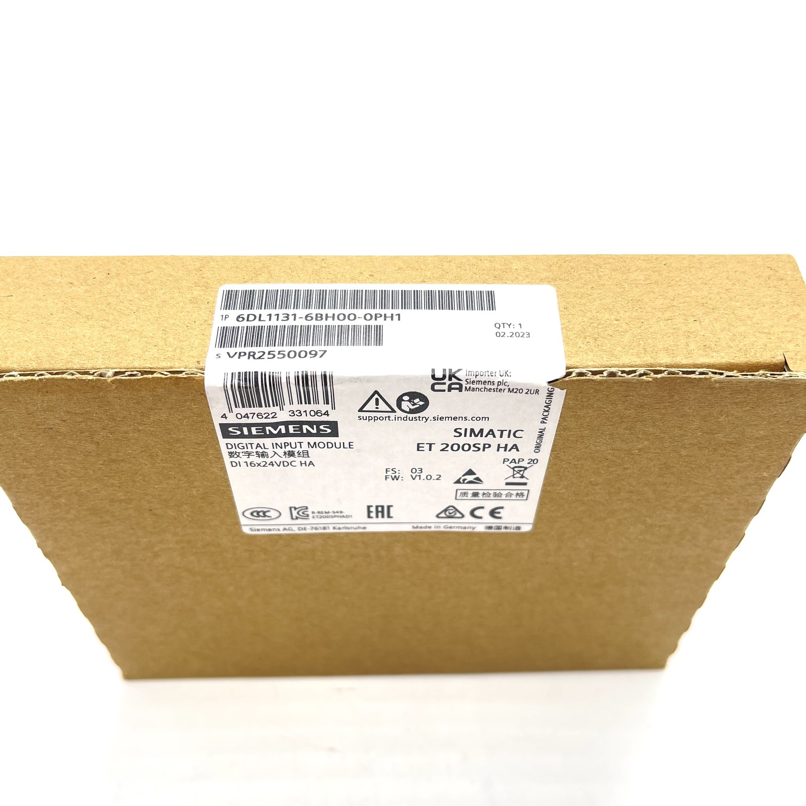 Input Module 6DL1131-6BH00-0PH1 Siemens 16x24VDC Inputs 6DL11316BH000PH1