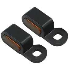 2PCS Mini Motorcycle Black LED Ebike Turn Signals Blinker Lights Black Brown