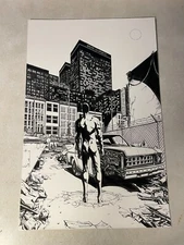 TERMINATOR 2029 #3 original comic art STUNNING SPLASH  NAKED CITY ARRIVAL 