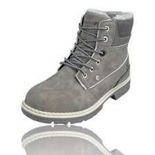 Damen Winterboots 38 Stiefeletten Boots Gefüttert Stiefel Profilsohle Grau 38