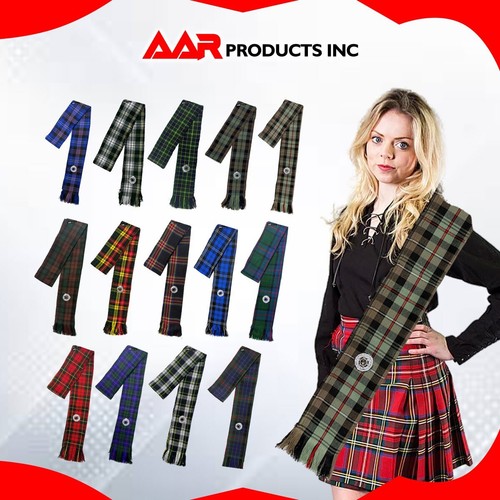 AAR Womens Tartan Clan Sashes Ladies Brooch Scottish Highland - 90 x 10.5 Inches - Picture 274 of 387