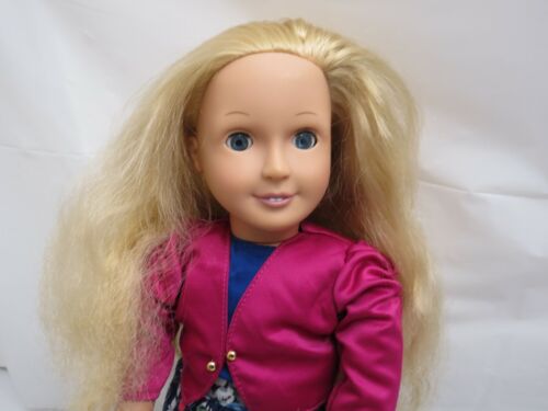 UNSERE GENERATION 18 ZOLL PUPPE BLONDE HAARE BLAUE AUGEN TOP ROCK JACKE SCHUHE BATTAT - Bild 2 von 4