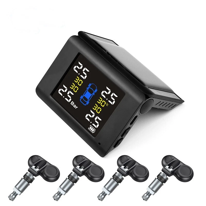4 Sensores Internos Inalámbricos Solar TPMS LCD Sistema de Monitoreo de Presión de Neumáticos de Coche Foto 4 de 4