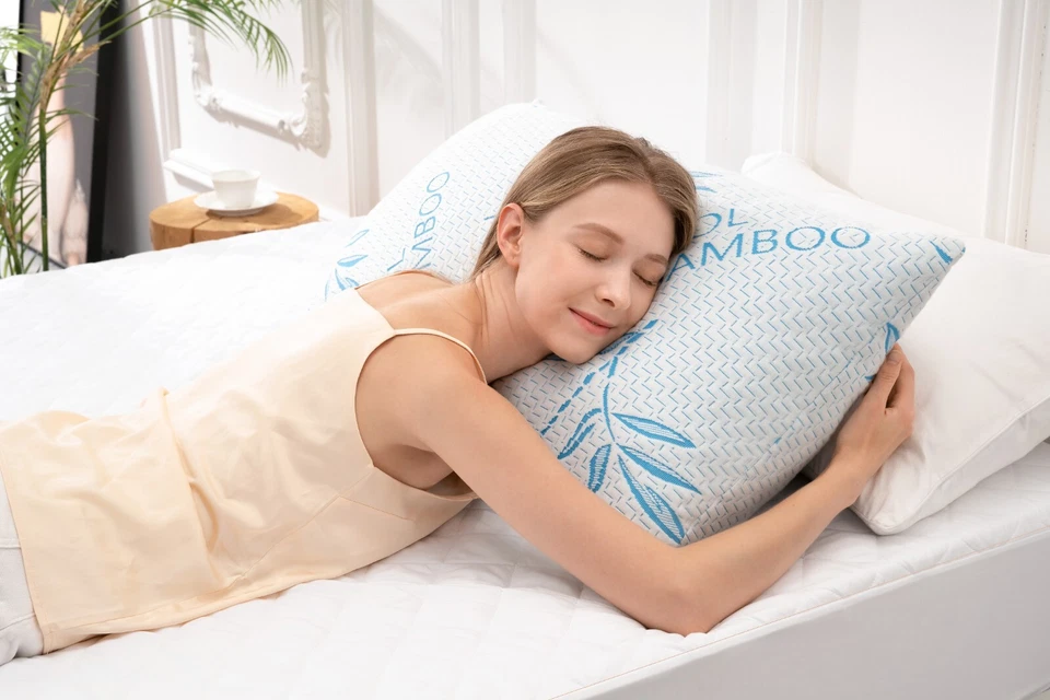 Funda de almohada lavable de espuma viscoelástica triturada de bambú PACK de 2 Queen King tamaño estándar Foto 4 de 4