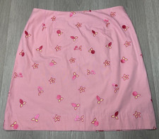 Vintage Lilly Pulitzer Skirt Women 6 Pink Paris Sorbet Cherry Embroidered Pencil