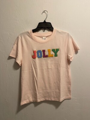 Juniors Christmas Pink Jolly Patch T-Shirt Size Small Brand New