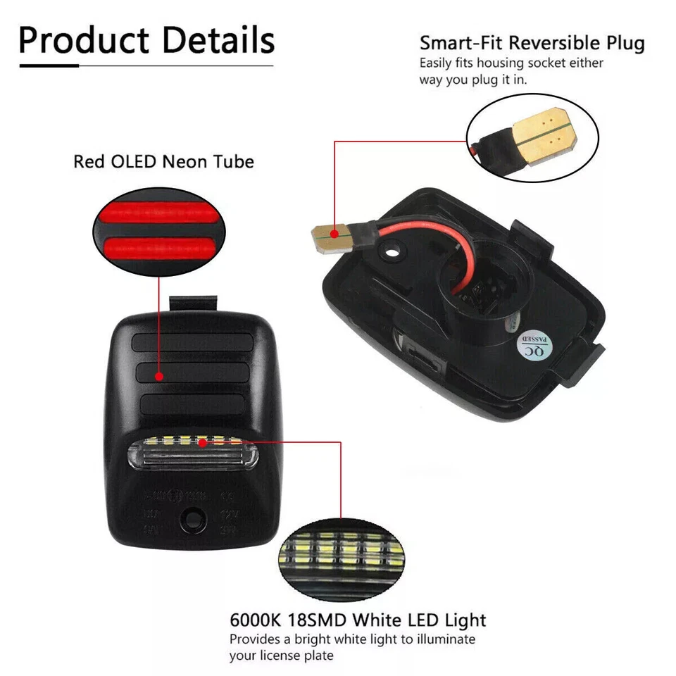 2X LED License Plate Light Tag Lamp For Toyota Tundra 2000-2013 Tacoma 2006-2015 - Image 3 of 4