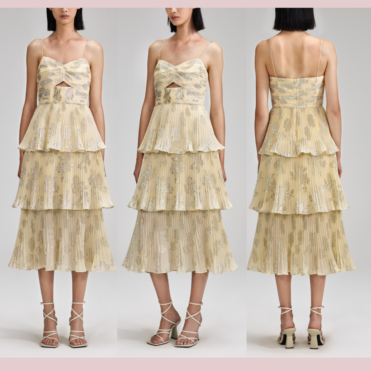 ワンピース SELF PORTRAIT Women Mid Skirts 114X YELLOW Yellow Yellow Cotton Broderie Midi Dress – self-portrait-US