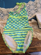 Girls Size Large 10/12 Xhilaration Two Piece Tankini Swimsuit Swim Green  Blue