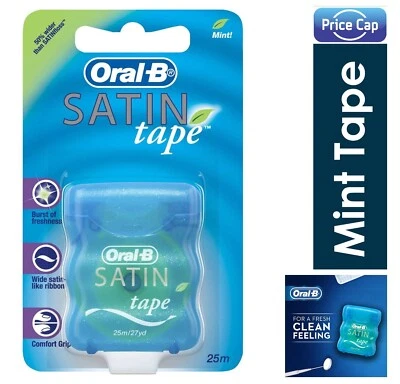 ORAL-B 4 x Oral B Satin Tape Mint 25m/27y d | Mint Dental Tape | Comfort Grip