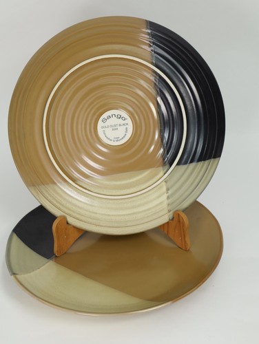 Sango Gold Dust Black Pair of 2 Dinner Plates 10 3/4" Excellent Condition Lot - Picture 2 of 10