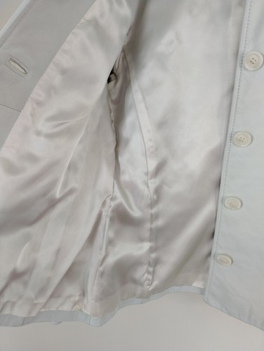Vintage Danier Sky Blue Leather Jacket Small Blazer Buttons Light Cropped - Picture 10 of 12