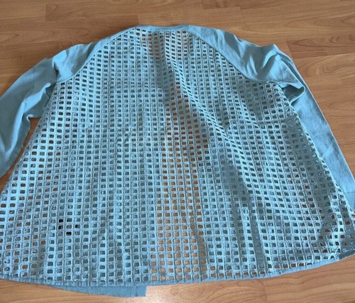 Lafayette 148 Damen Gr. Lg. Hellblaue Strickjacke mit Lochverschluss und einem Knopf - Bild 5 von 6
