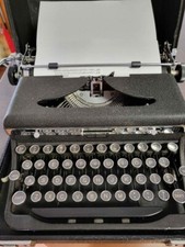 Vintage 1940s Royal Black Portable Typewriter W/ Black Metal Case thumbnail