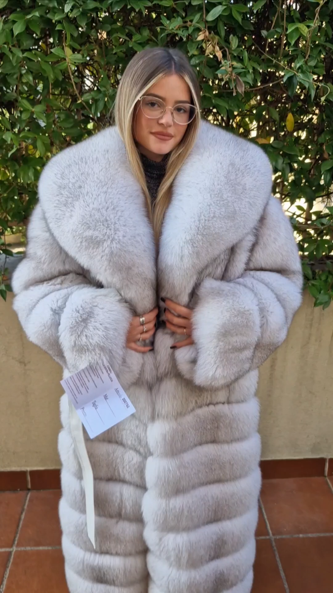 JACKET BLUE FOX FUR COAT FUCHS PELZMANTEL FOURRURE RENARD