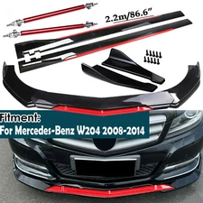 For Mercedes W204 C300 C180 Front Bumper Lip Splitter Spoiler Side Skirt Bod Kit