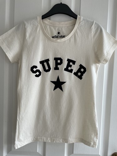 Wild Star T-Shirt Ecru Baumwolle "Super ⭐️" Spruch Größe S