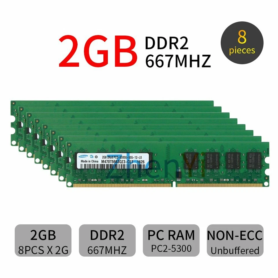 Samsung 16GB 8GB 4GB 2GB DDR2 667Mhz PC2-5300U DIMM Desktop Memory SDRAM LOT BT - Image 3 of 4