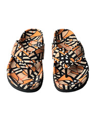 Burberry mens Thong Flip-Flops Slides US 7 UK 6 40 Beige Black Orange Check 720