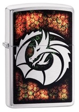 ZIPPO "DRAGON" BRUSHED CHROME COLOR LIGHTER ** NEW **