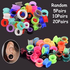 10-40PCS Soft Silicone Ear Gauges Flesh Tunnels Double-Flared Stretcher 2g-1''